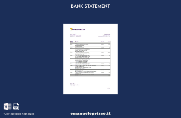 modello Excel di estratto conto bancario Libano Byblos in stile verificato